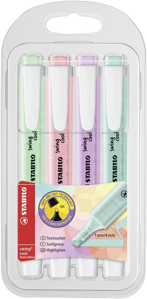 STABILO zvýrazňovač swing cool pastel 4 ks pouzdro