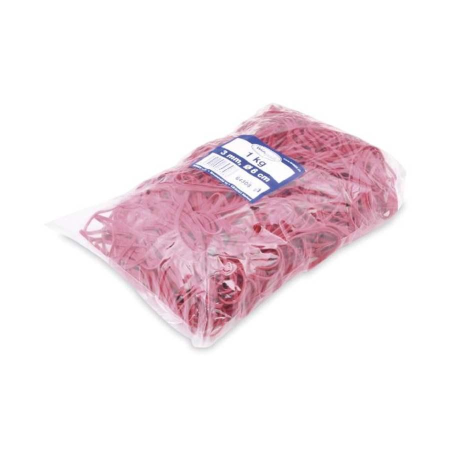 Gumičky silné červené pr. 80mm tj. délka 120 mm, síla 3 mm/ 1 kg