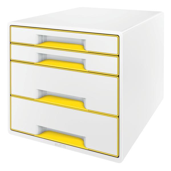 Leitz box zásuvkový WOW 4 zásuvky bílý/žlutý
