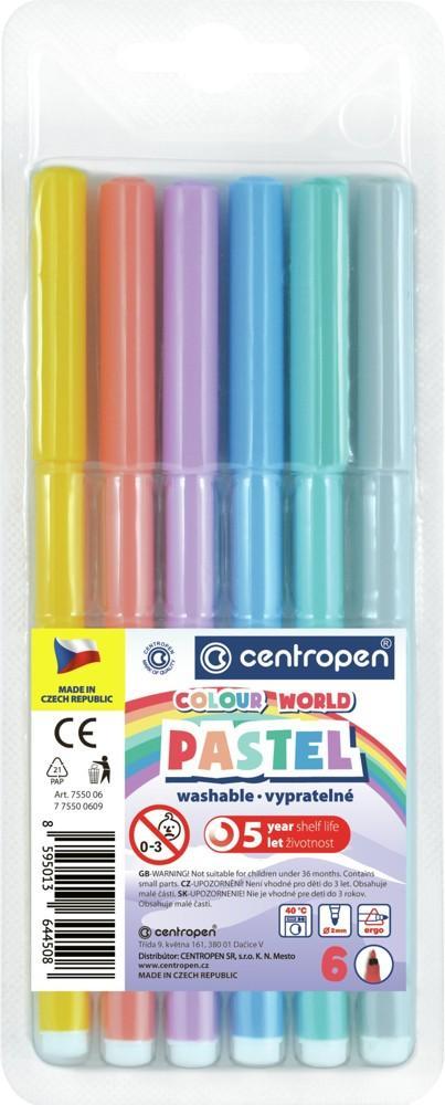 Centropen popisovač 7550/ 6 PASTEL vypratelný Ergo