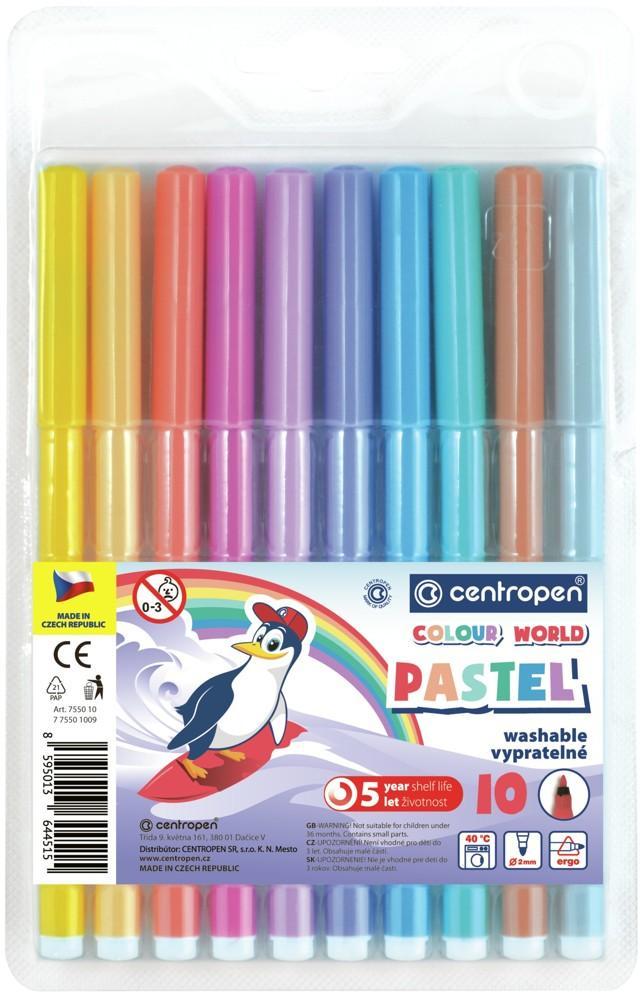 Centropen popisovač 7550 vypratelný Ergo sada 10 barev PASTEL