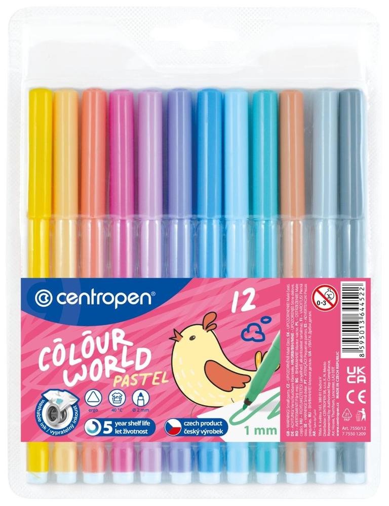 Centropen popisovač 7550 vypratelný Ergo sada 12 barev PASTEL