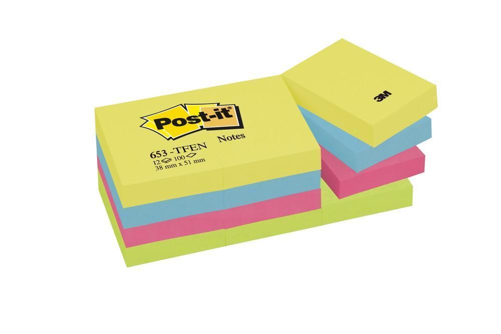 Post-it blok samolepicí 51 x 38/12 ks energické barvy