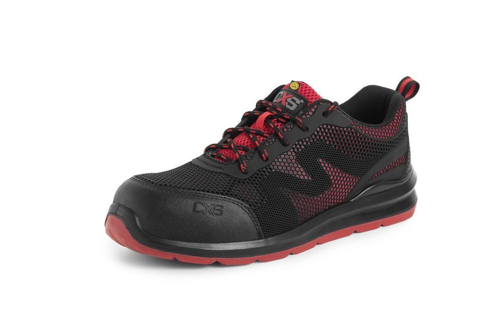 CXS obuv polobotka ISLAND PAROS S1P, textilní, ESD, s plast.špicí, černo-červená vel. 39