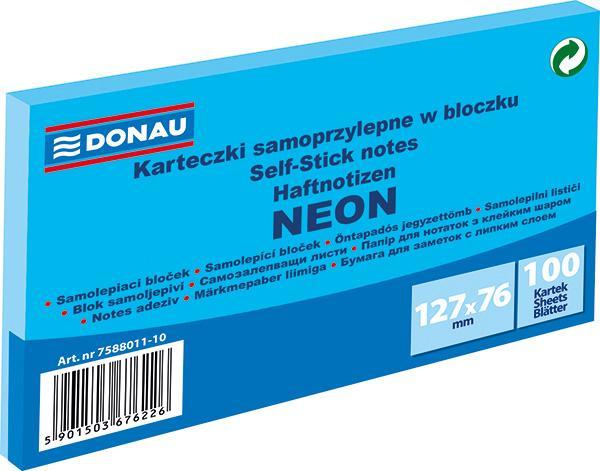 Donau blok samolepicí 127 x 76 mm 100 listů, neonově modrý