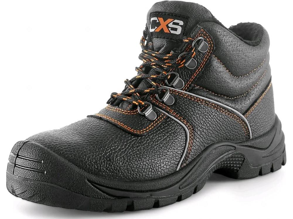 CXS obuv kotníková STONE APATIT WINTER S3, zimní, kožená, s ocel.špicí, černá 