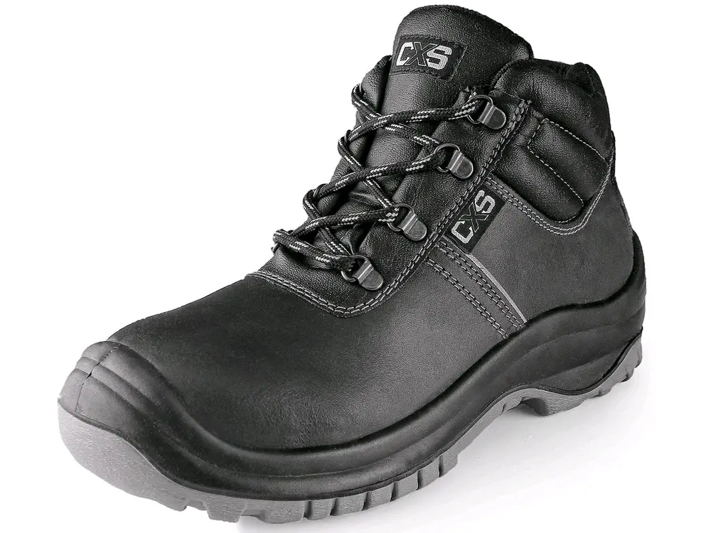 CXS obuv kotníková SAFETY STEEL MANGAN S3, kožená, s ocel.špicí, černá 