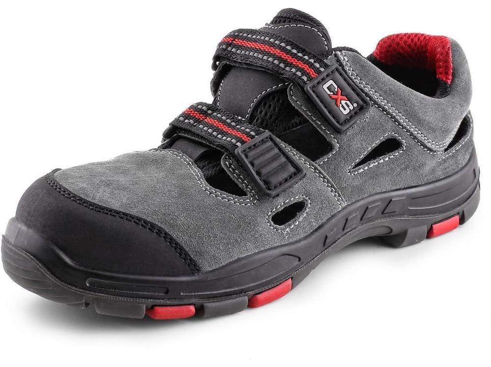 CXS obuv sandál ROCK PHYLLITE S1P, kožený, s plast.špicí, černo-červený 