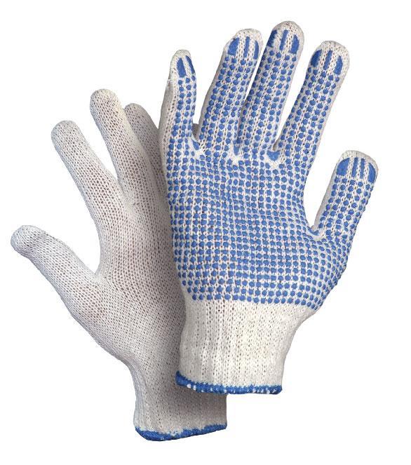 CXS rukavice FALO, úpletové, PVC terčíky, bílo-modré 