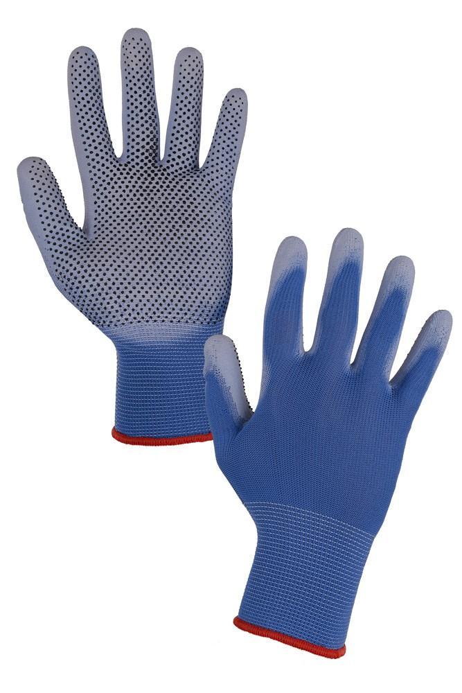 CXS rukavice BRITA DOTS máčené v PU, s terčíky, modré 