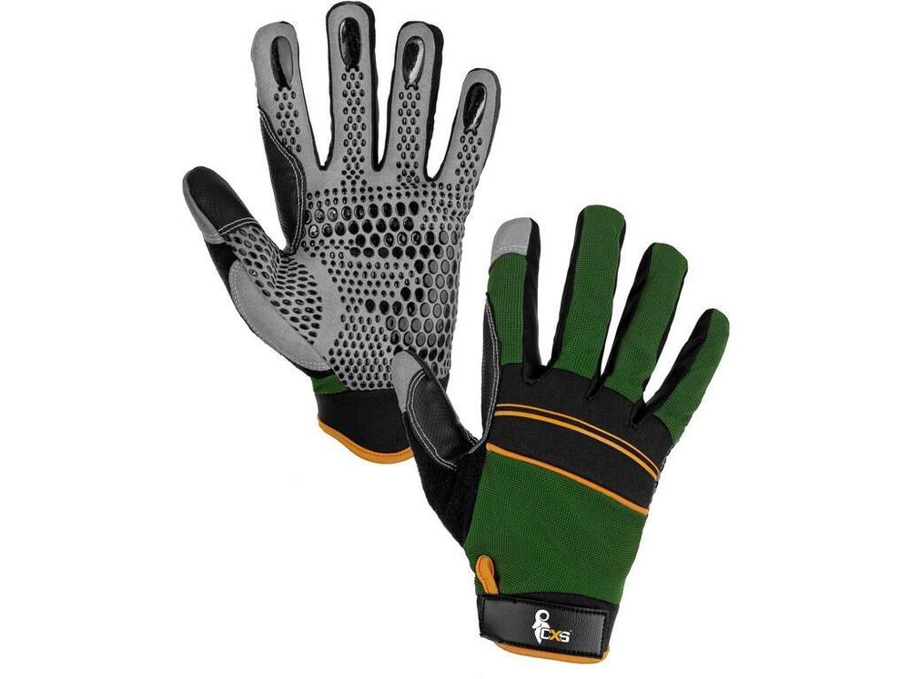 CXS rukavice CARAZ, kombinované, zeleno-černé 
