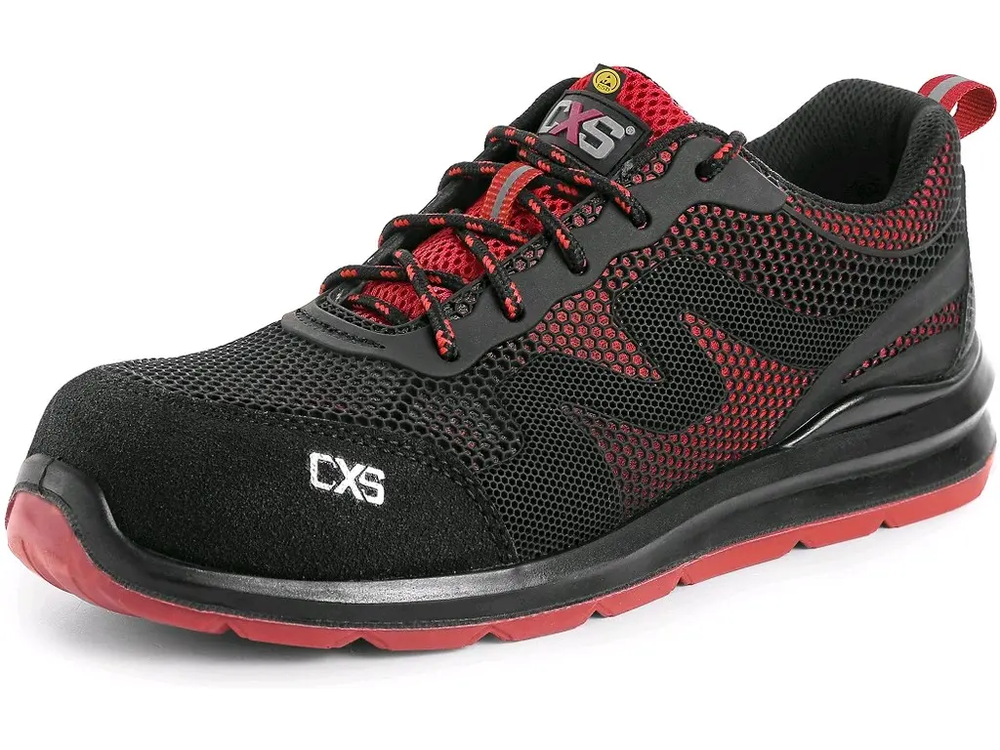 CXS obuv polobotka ISLAND PAROS S1P, textilní, ESD, s plast.špicí, černo-červená 