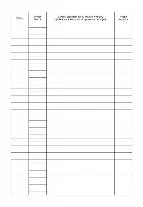 Provozní deník stroje A4 22L