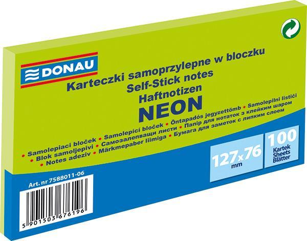 Donau blok samolepicí 127 x 76 mm 100 listů, neonově zelený