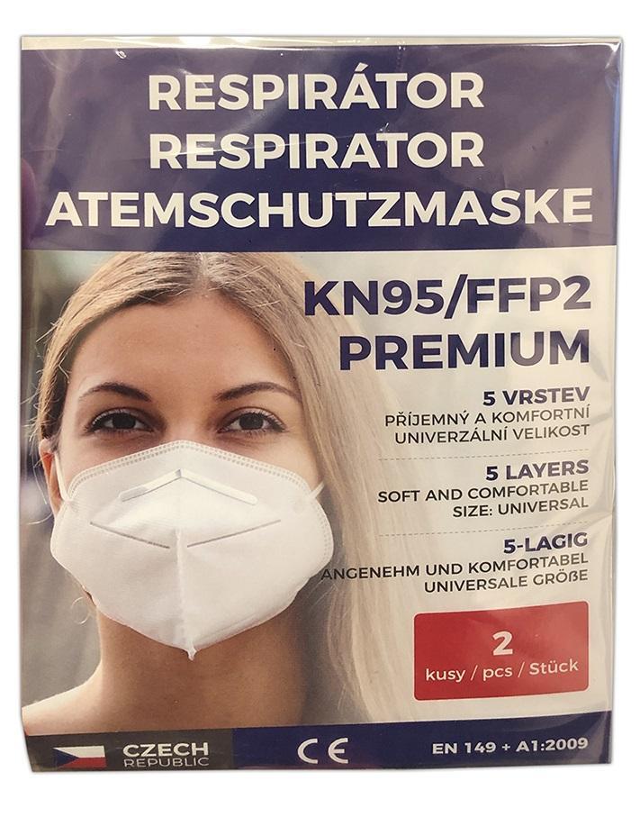 Respirátor KN95, 5-vrstvý Premium - bez ventilku/2 ks
