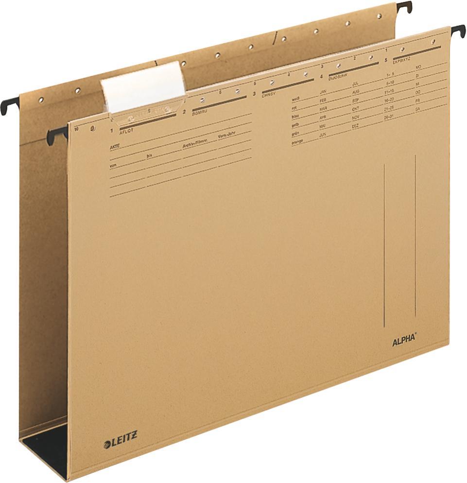 Leitz závěsné desky ALPHA hnědé se širokým dnem 6 cm
