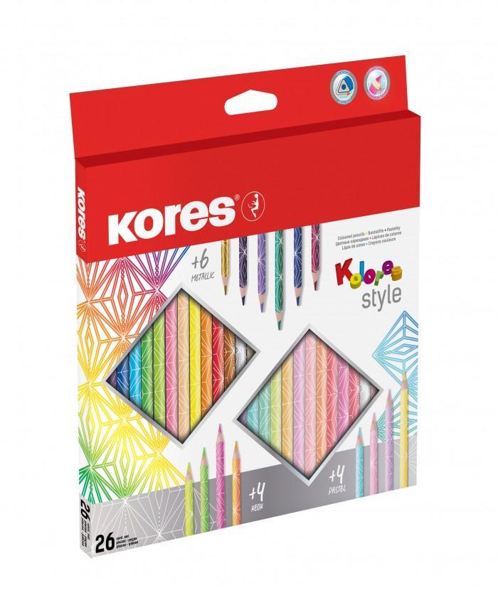 Kores pastelky Kolores Style trojhranné 26 ks