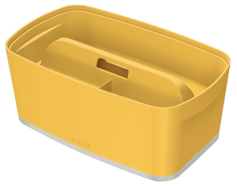 Leitz malý úložný přenosný box Cosy MyBox s organizérem teplá žlutá
