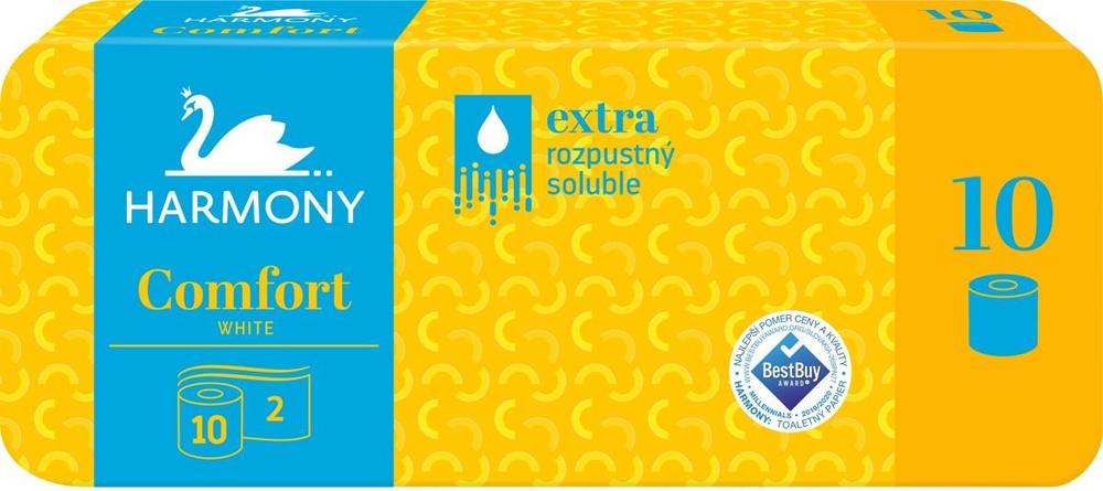 Harmony papír toaletní Comfort 160 útržků 2 vrstvý / 10 ks