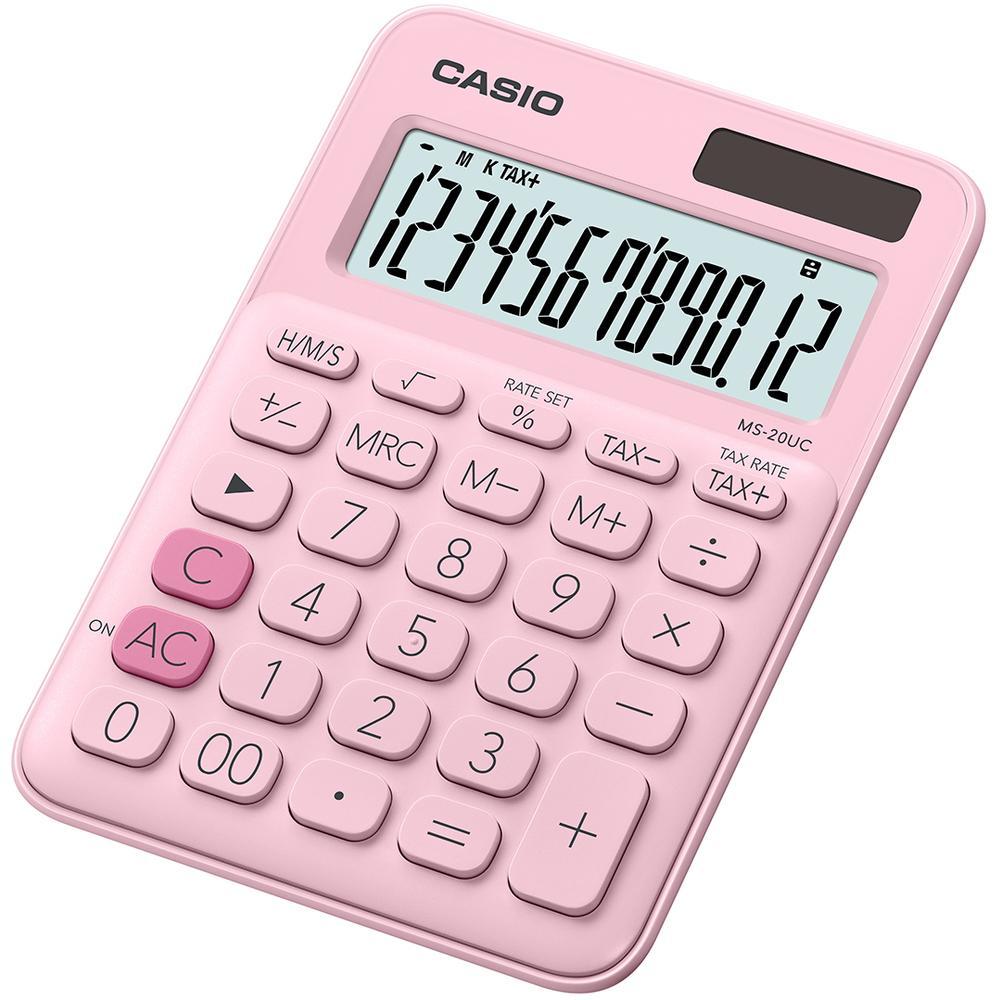 Casio kalkulačka MS 20 UC/PK stolní / 12 míst růžová