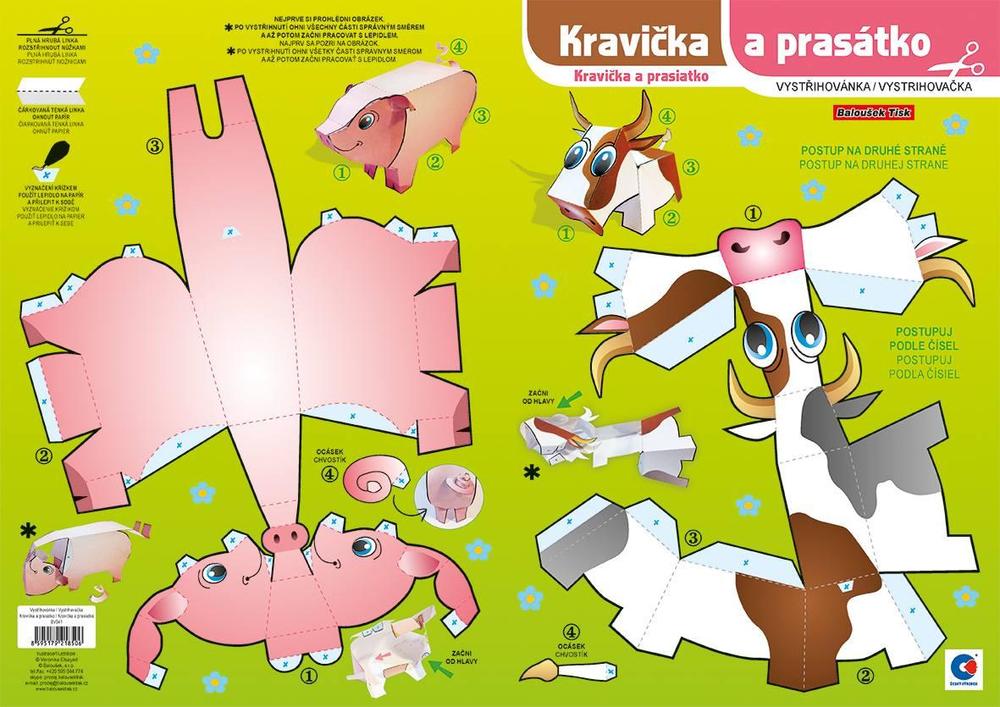 Baloušek Tisk vystřihovánka - Kravička a prasátko