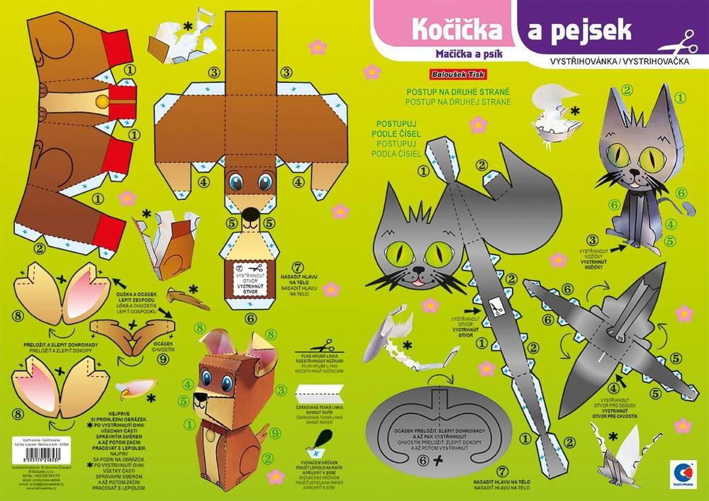 Baloušek Tisk vystřihovánka - Kočička a pejsek