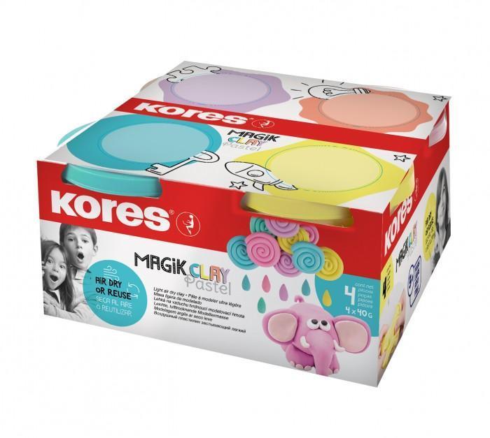 Kores modelína MAGIK CLAY PASTEL, lehká modelovací hmota, mix 4 barev po 40g