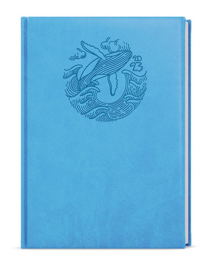 Baloušek Tisk diář týdenní Prokop Vivella s ražbou B6 světle modrý - Velryba