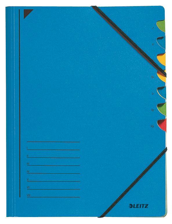 Leitz třídící desky s gumičkou A4, 7 listů, modré