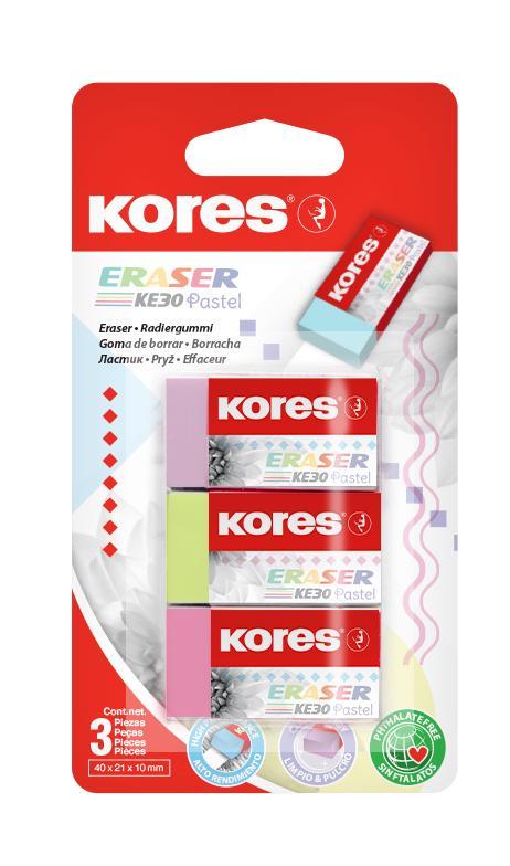 Kores pryž PASTEL KE30 40x21x10 mm, blistr 3 ks