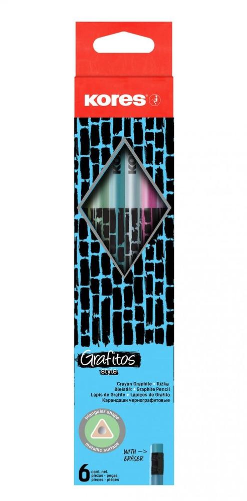 Kores tužka grafitová trojhranná Cracked Style HB s barevnou pryží