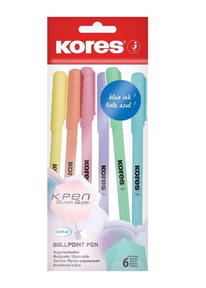 Kores pero kuličkové K0 Pastel trojhranné 1 mm, mix barev 6 ks