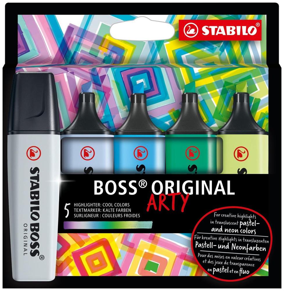 Zvýrazňovač Stabilo BOSS ORIGINAL ARTY studené barvy sada 5 barev