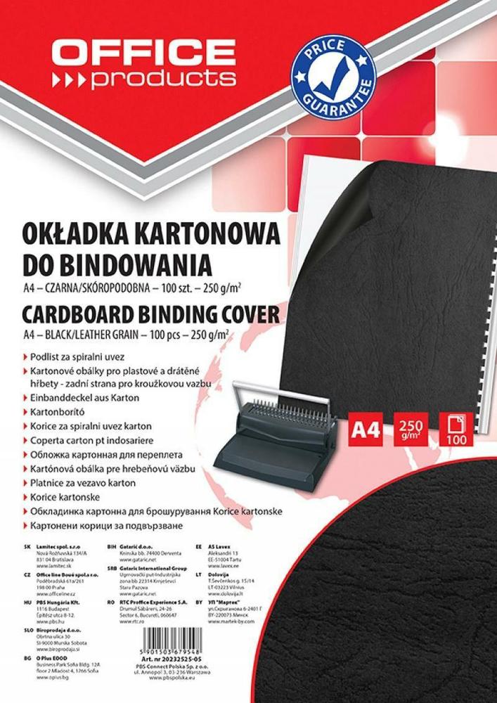 Office Products zadní strana - imitace kůže /100ks černá A4/250 g