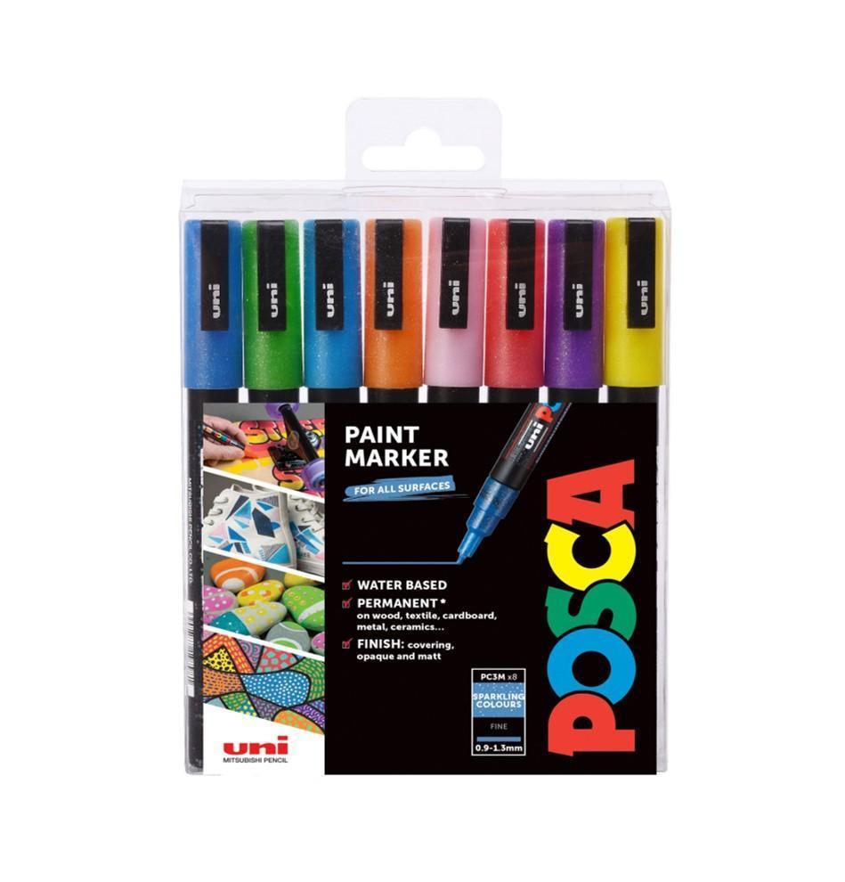 POSCA unikátní popisovač PC-3M 0,9-1,3 mm sada 8 třpytivých barev