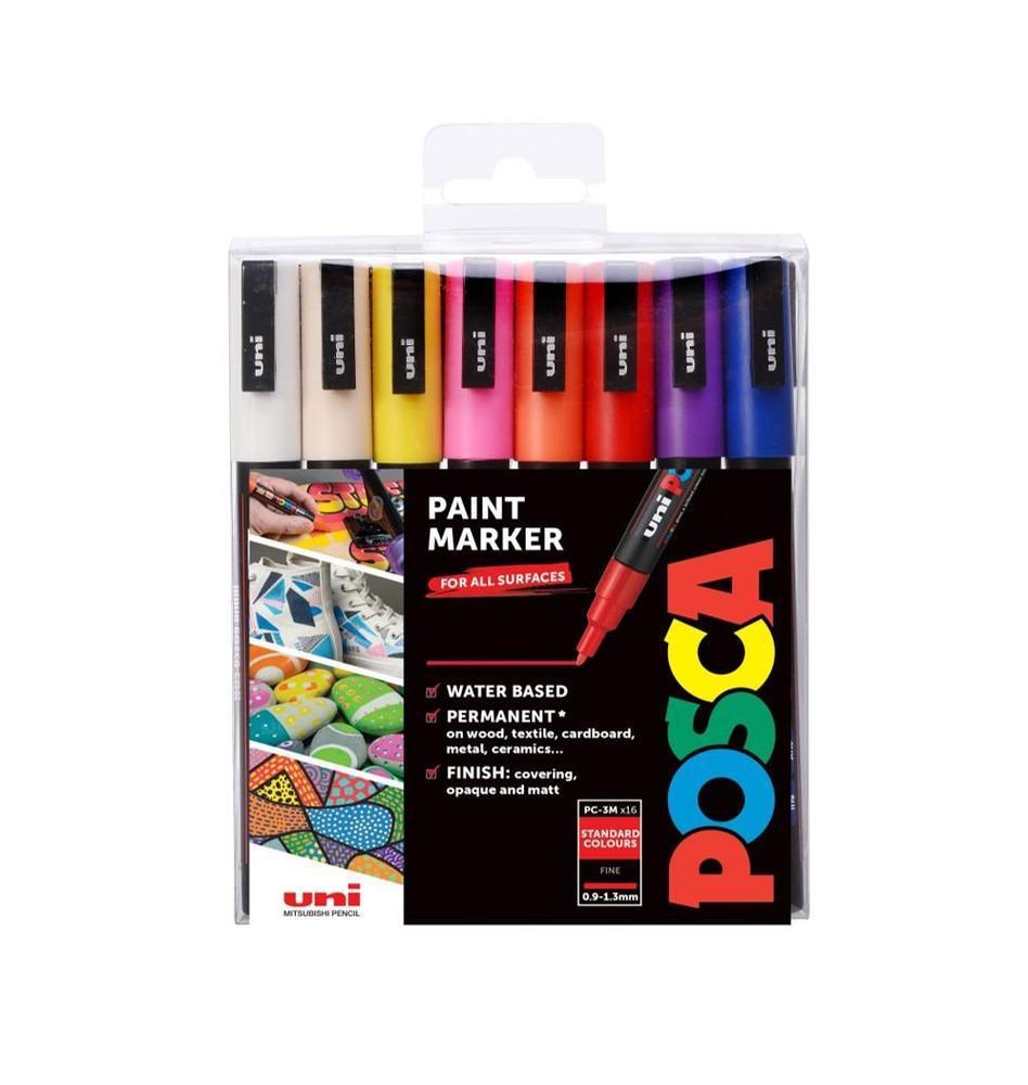 POSCA unikátní popisovač PC-3M 0,9-1,3 mm sada 16 barev