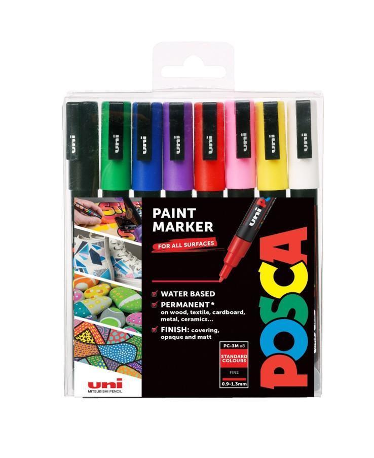 POSCA unikátní popisovač PC-3M 0,9-1,3 mm sada 8 základních barev