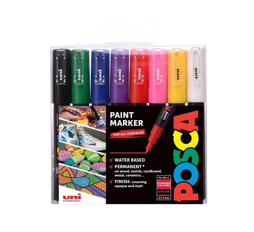 POSCA unikátní popisovač PC-1M 0,7 mm sada 8 základních barev