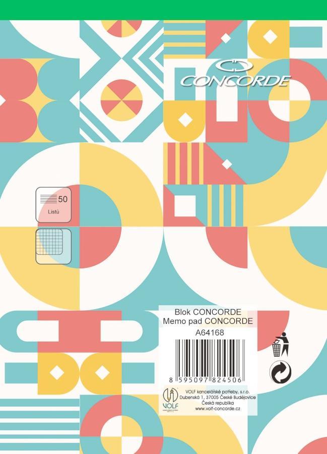 CONCORDE blok poznámkový A6 čtverečkovaný, 50 listů