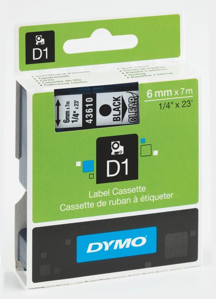 Dymo páska D1 6mm/7m černá na čiré