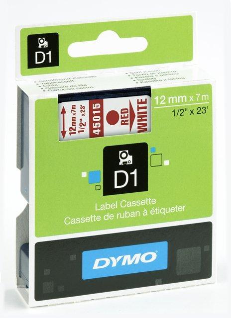 Dymo páska D1 12mm/7m červená na bílé