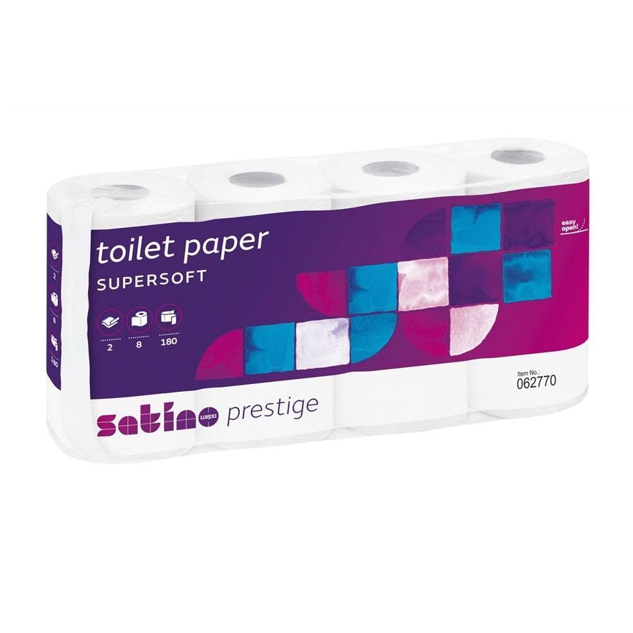 Papír toaletní SATINO 180 útržků, 2-vrstvý, celulóza, návin 20 m/ 8 ks