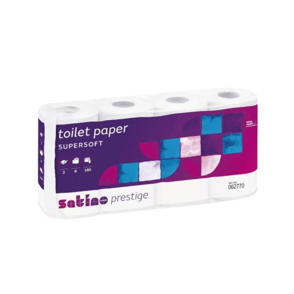 Papír toaletní SATINO 3-vrstvý, celulóza, návin 18m/ 8 ks