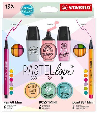Zvýrazňovač Stabilo BOSS MINI WORLD Pastellove sada 18 ks
