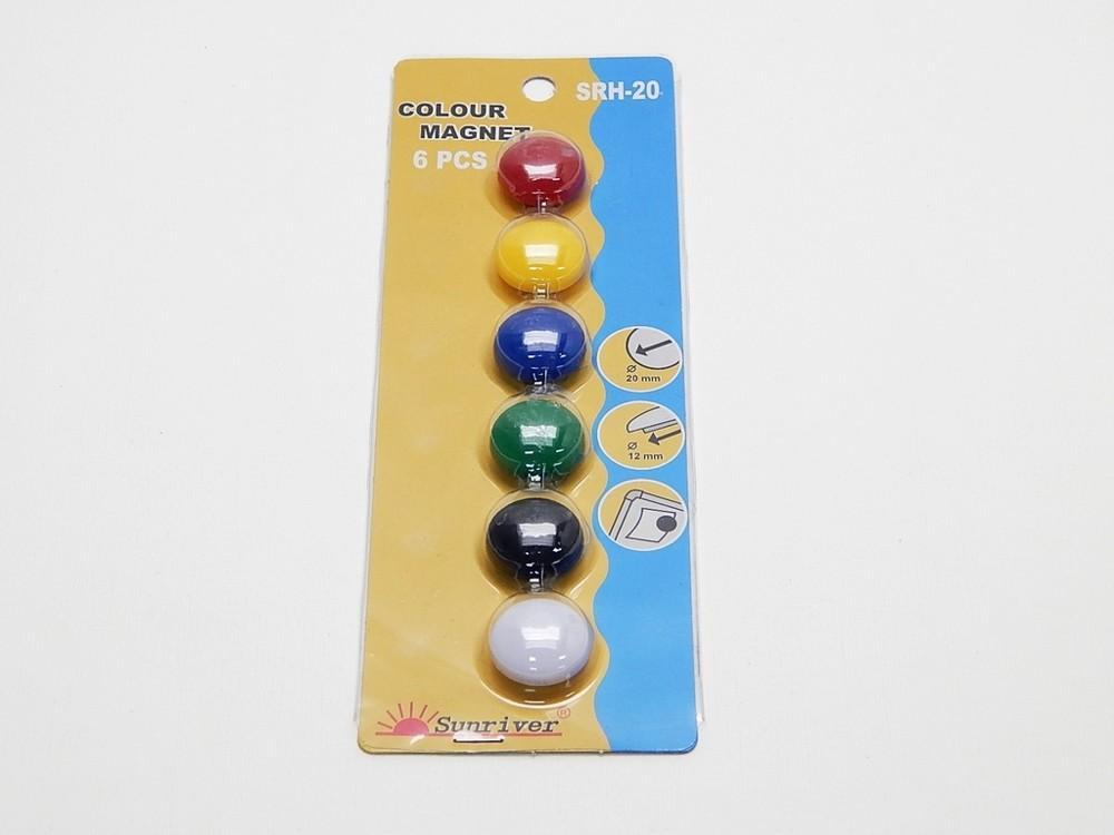 Magnety barevné 20 mm / 6 ks mix barev