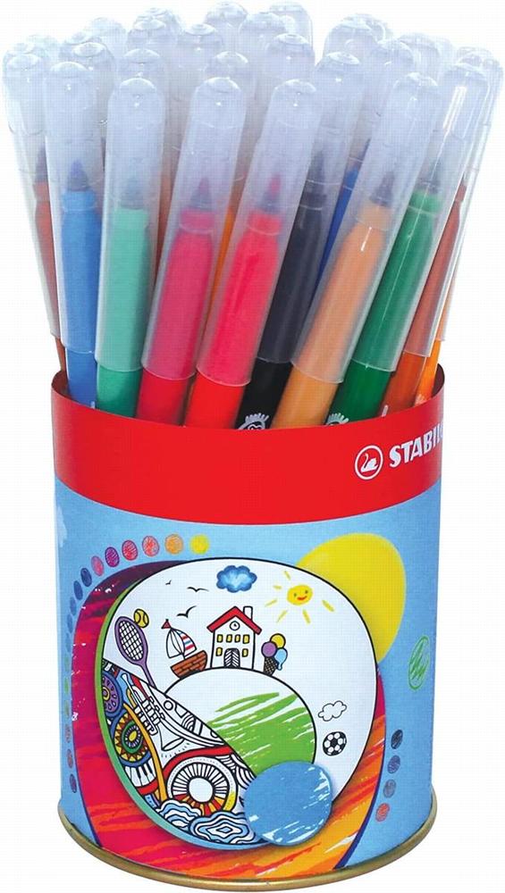 Vláknový fix STABILO Trio A-Z sada 36 ks v kovové dóze