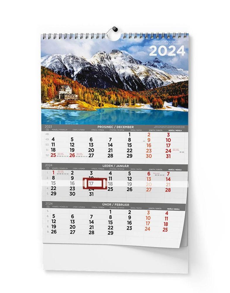 Baloušek Tisk kalendář nástěnný Tříměsíční A3 obrázkový - s mezinár. svátky