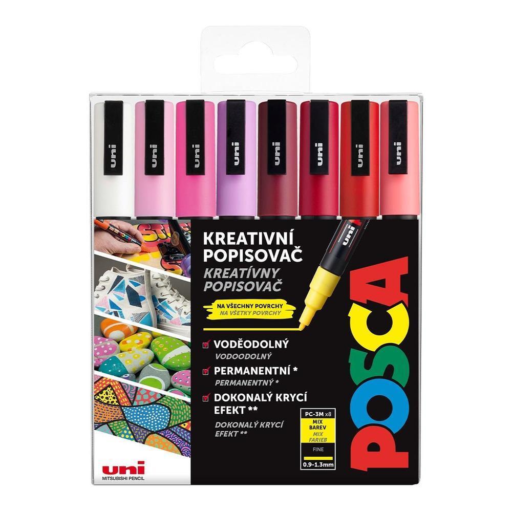 POSCA unikátní popisovač PC-3M, LOVE 0,9-1,3 mm sada 8 mix teplých barev