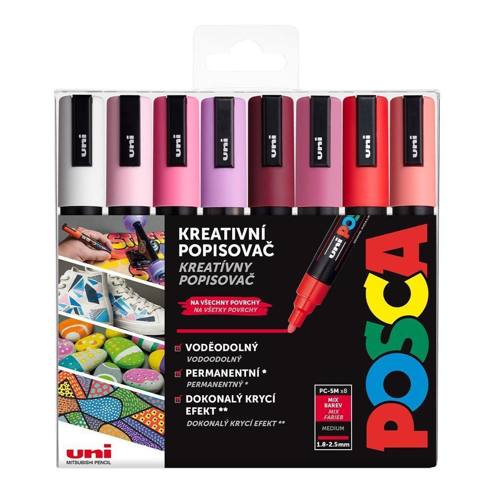 POSCA unikátní popisovač PC-5M, LOVE 1,8-2,5 mm sada 8 mix teplých tónů