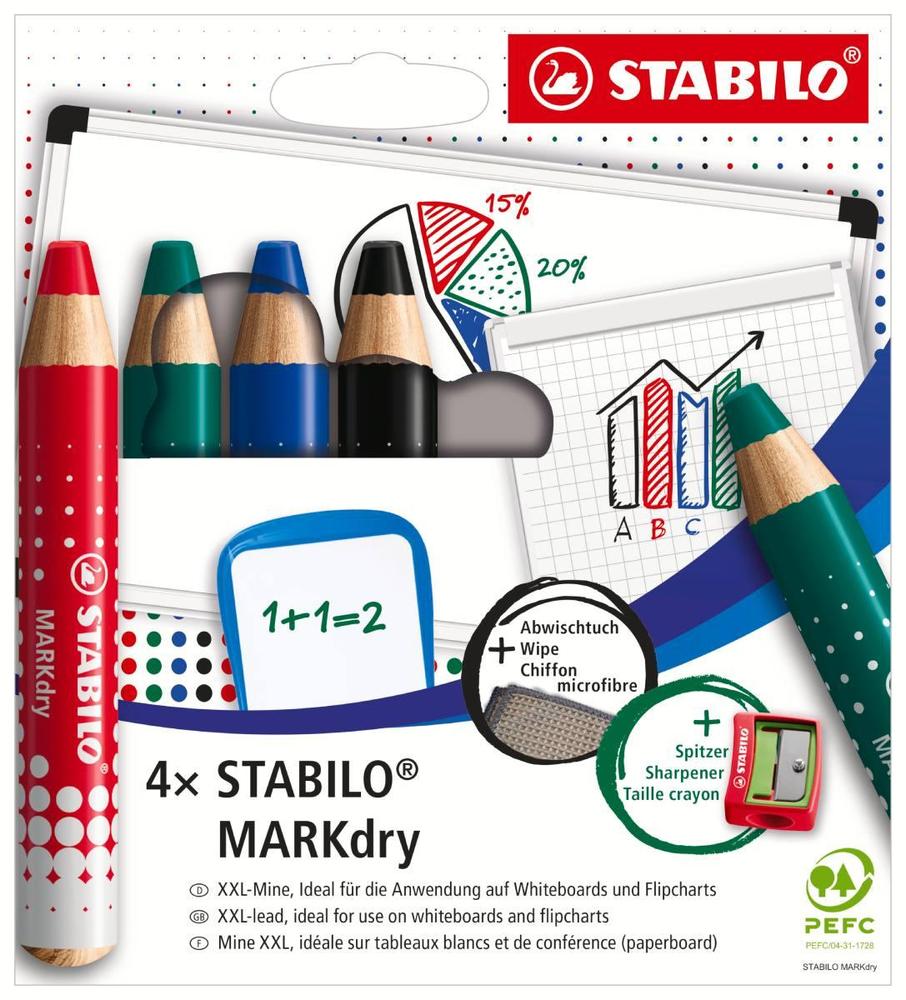 Popisovač křídový Stabilo MARKdry sada 4 barev